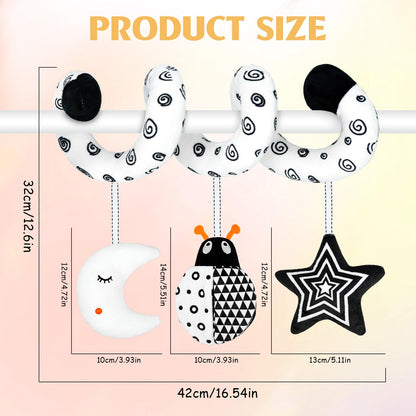 XIXILAND Car Seat Toys for Babies 0-6 Months Boys Girls, Black and White High Contrast Baby Toys 0-3 Months Carseat Toys Hanging, Stroller Newborn Infant Sensory Develpmental Toy for 0-18 Months