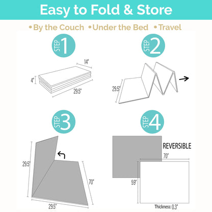 JumpOff Jo Foldable Foam Play Mat – Large Waterproof Baby & Toddler Activity Floor Mat, Double-Sided 70 x 59 Inch Play Surface - Fairy Blossom