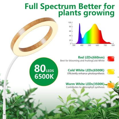 LPMZMBL 3 Packs Grow Lights for Indoor Plants,Plant Grow Light,80 LEDs Full Spectrum Plant Lights for Indoor Growing with 6/12/16H Timer-WG3