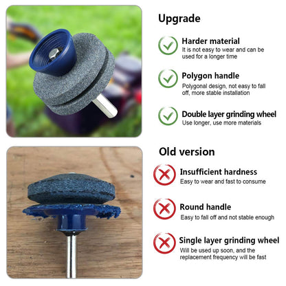 【NEW】Double Layer Corundum Lawn Mower Blade Sharpener, Universal Wear Lawnmower Blade Sharpener for Any Power Drill/Hand Drill, Double-Layer Grindstones Easy to Use and Not Easy Damage-(Gray)
