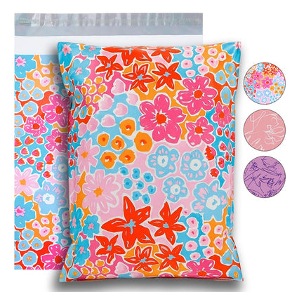 POLYSELLS 100pcs 10x13 Inches Poly Mailers Waterproof & Tear Resistant Mailing Envelopes, Cute Small Business Bags for Clothes, Gifts - Flowers