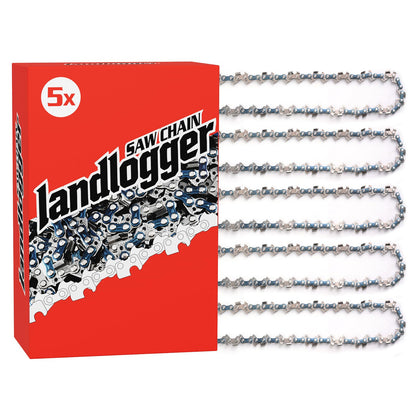 5 Pack 18 Inch Chainsaw Chain 3/8" LP Pitch .050" Gauge 62 Drive Links Fits Poulan, Kobalt, Echo, Ego, Greenworks and More