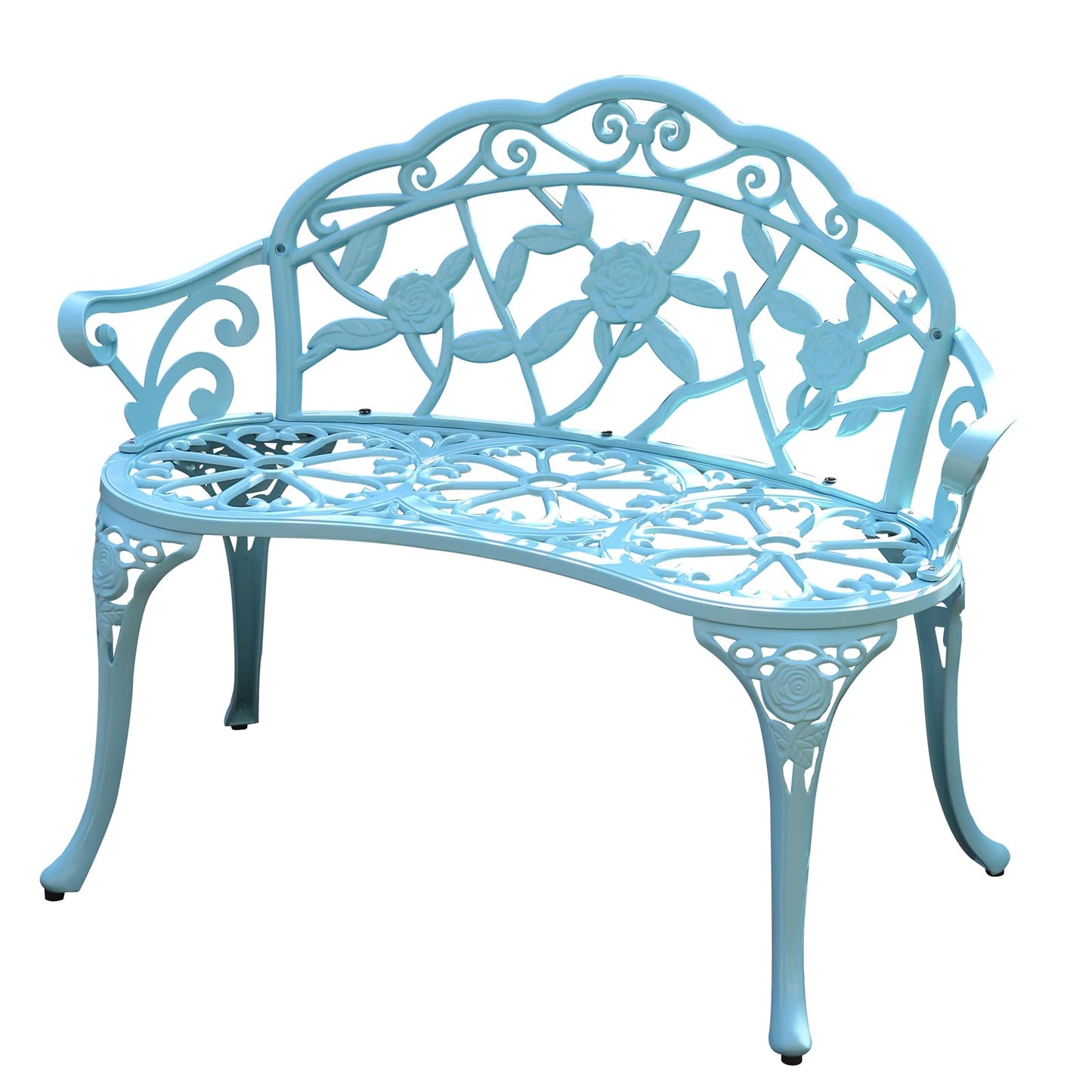 KAILI Garden Bench, Metal Aluminum Rose, Suitable for Garden Porch Park Front Porch Balcony Outdoor (Light Blue)