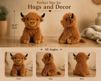 MAX-ISMA Highland Cow Plush – Big Stuffed Animal for Kids – Cute Fluffy Brown Highland Cattle Plushie Toy – Soft Realistic Plush Gift for Girls & Boys
