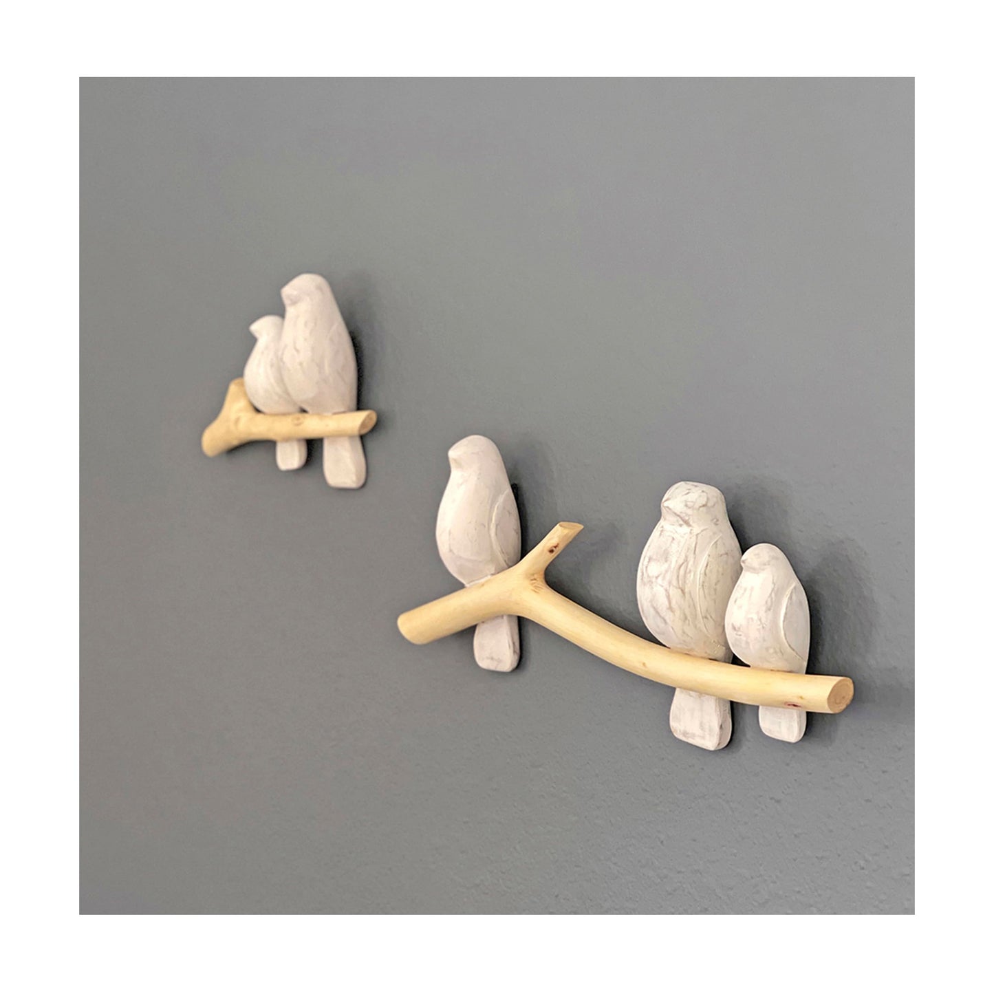 Crane Baby Handcrafted Wooden Bird Wall Decor, 2-Piece Set for Boys or Girls Woodland Nursery Decor, Natural Hand-Carved Wood, Woodland Decor For Nursery