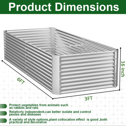 CATMANOR 2 Pack Tall Corrugated Galvanized Steel Raised Garden Bed Outdoor, Metal Above Ground Garden Bed for Vegetables and Flowers, Rectangle Raised Beds for Gardening-6x3FT