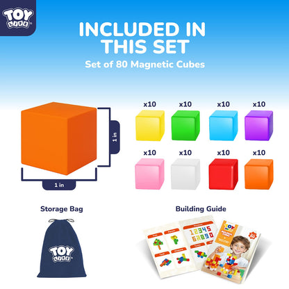 80PCS Magnetic Blocks, Magnetic Building Blocks for Kids Ages 3 4 5 6 Year Old, Magnet Cubes, Autism Montessori Toys, Preschool STEM Educational Sensory Magnet Toys Gifts for Kids 3-5 4-8