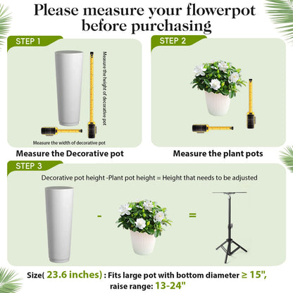 AZEAM Adjustable Plant Risers for Inside Pots, 2 PCS Planter Inserts Fillers 13"- 24" Raise for Large Flower Pots, Height Planter Lifter Stand with 4"-12" Top Support for Outdoor Indoor Plants