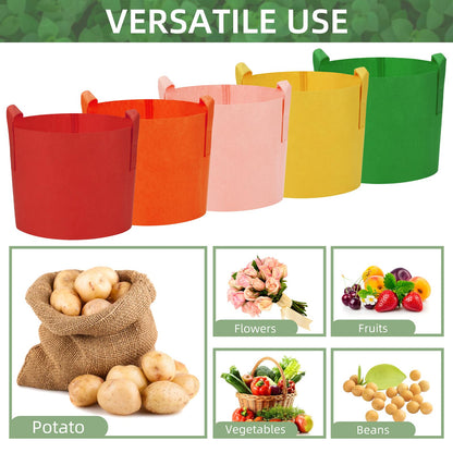 Ohiyoo 20 Pack 15 Gallon Grow Bags, Colorful Potato Plant Grow Bags with Handles, Nonwoven Garden Fabric Pots for Vegetable Fruit Flowers Herbs Tomato Potato Growing (15 Gal)