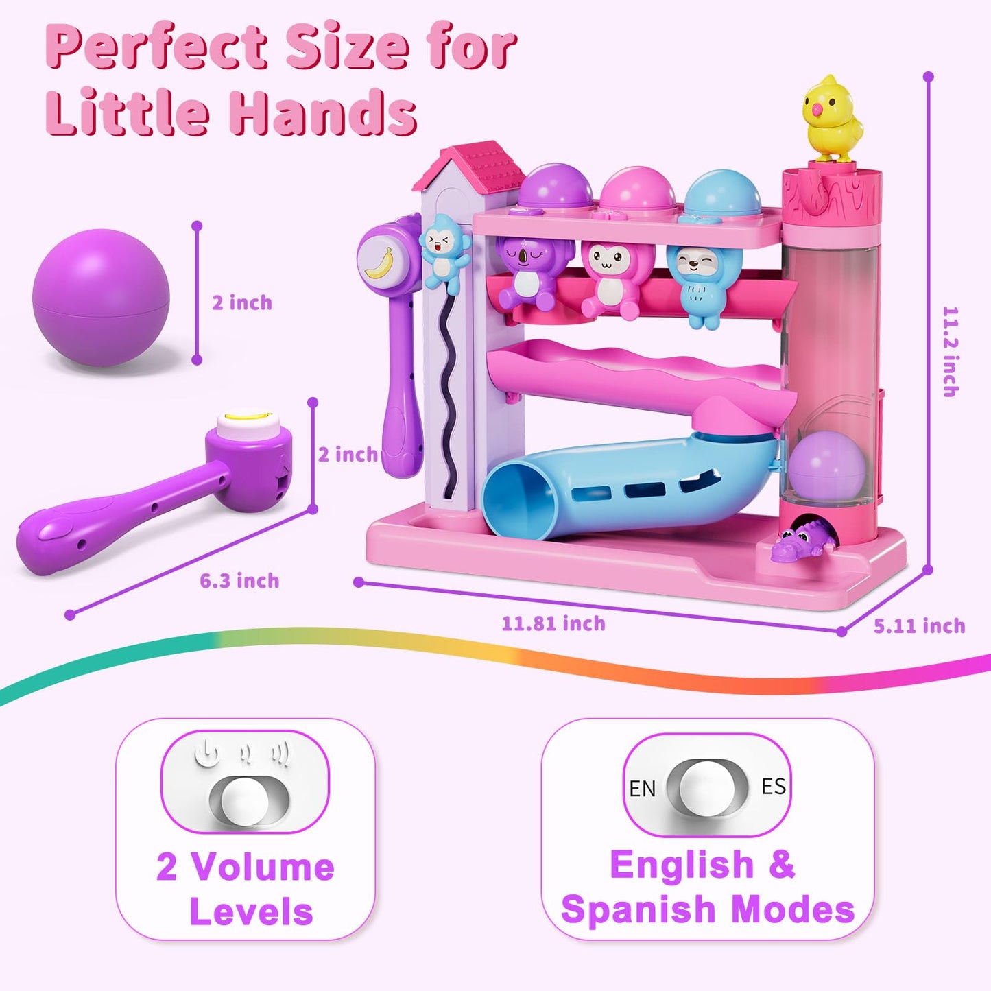 Musical Toddler Toys for 1 2 3 Years Old, Educational Baby Toys 12-18 Months with Bilingual Toddler Learning, Interactive Toys for 1 Year Old Girl, Christmas Birthday Gift for 1 Year Old Girl (Purple)