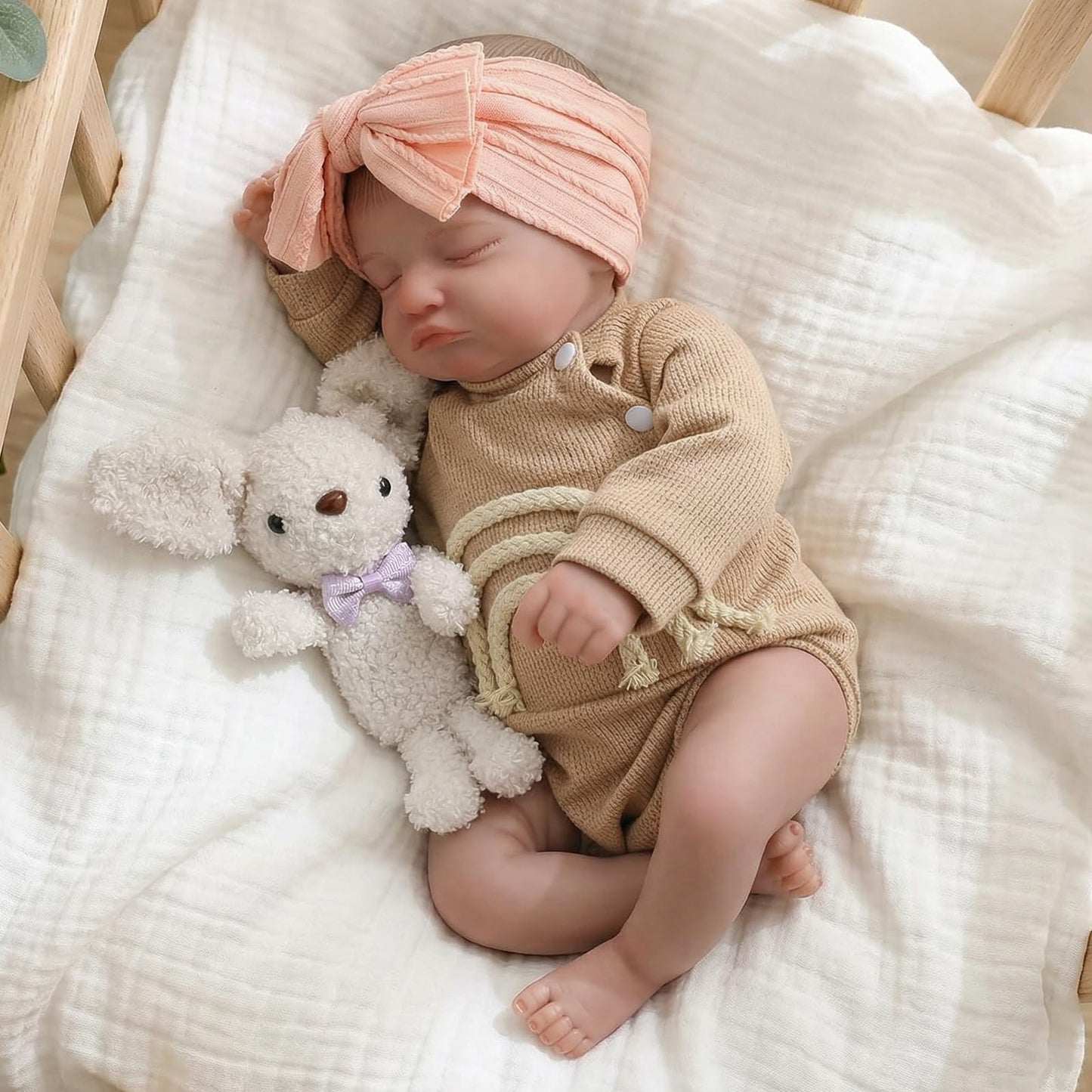 KSBD Realistic Reborn Baby Dolls-20 inch Sleeping Lifelike Newborn Real Life Baby Dolls, Soft Cloth Body with Feeding Toy Accessories for Kids Age 3 +