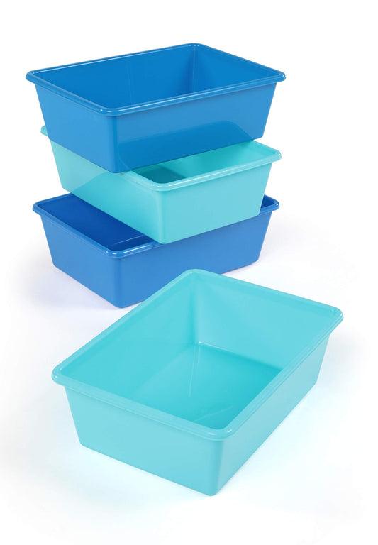 Humble Crew Toy Storage Bins for Kids, Set of 4, Navy/Teal, Large - Sturdy, Colorful Plastic Storage Bins for Classroom, Playroom, Nursery, and More - Premium Toddlers Toy Organizer Bins