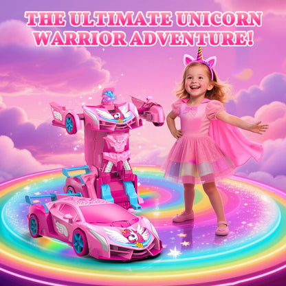 Unicorn Transform RC Cars for Girls Toys with Rainbow Eyes & Underbody Lights, Fast 360°Rotation&2.4GHz Robot Remote Control Car One-Button Deformation,Kids Toys Birthday Gifts for 3-12 Year Old Girls