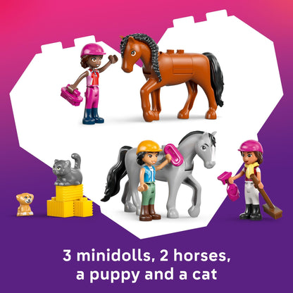 LEGO Friends Horse Stable and Riding Academy Building Toy for Girls & Boys - Pretend Play Set for Kids, Ages 7+ - W/3 Minidolls, Toy Animal Figures, & Accessories - Gift Idea for Birthdays - 42688