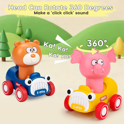 AugToy Press and Go Toy Cars for Toddlers 1-3, Animal Racing Cars Infant Baby Toys 6-9-12-18 Months, Cars Toys for 1 2 Year Old Boy Girl Gifts, One 1st First Year Old Boy Girl Birthday Easter Gifts
