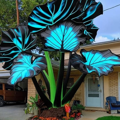 EDRHTJG Giant Leaf Foliage-Elephant Ear-Colocasia for Outdoor Garden Porch Decor-Easy to Grow-Black with Blue Hints (6)