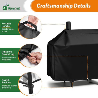 Andacar Charcoal Grill Cover for CC1830V 30 Charcoal Grill, Smoker Grill Cover for Outdoor Grill Waterproof BBQ Grill Cover - 44" L×29" W×45" H, Black
