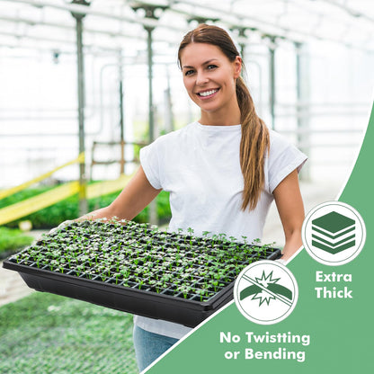 Sckee Upgraded 10 Pack Plant Growing Trays Seed Starting Tray Microgreens Growing Trays Seedling Plant Germination Starter Tray Transplant Fodder Flats, No Holes, No Leakage, Reusable (1017)