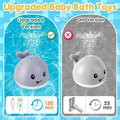 Gigilli Baby Bath Toys, Light up Bath Toys for Kids Ages 1-3, Pool Water Toys 1 Year Old Boys Girls Gifts, 6-12-18 Months Baby Whale Bath Toy Sprinkler, Toddler Fountain Bathtub Water Table Toy