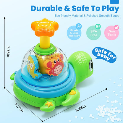 Baby Crawling Toys 6-12 Months, Musical Light-up Toys for 1 Year Old, Press to Spin Turtle for Cause and Effect, Infant Tummy Time Early Learning, Christmas Birthday Gifts Boy Girl 7 8 9 10 11 Month