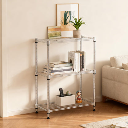 M MZG 450 lbs Wire Storage Shelving 3-Tier Utility Shelving Unit Steel Organizer Wire Rack for Home,Kitchen,Office,Chrome(11.8" D x 17.7" W x 26.4" H)