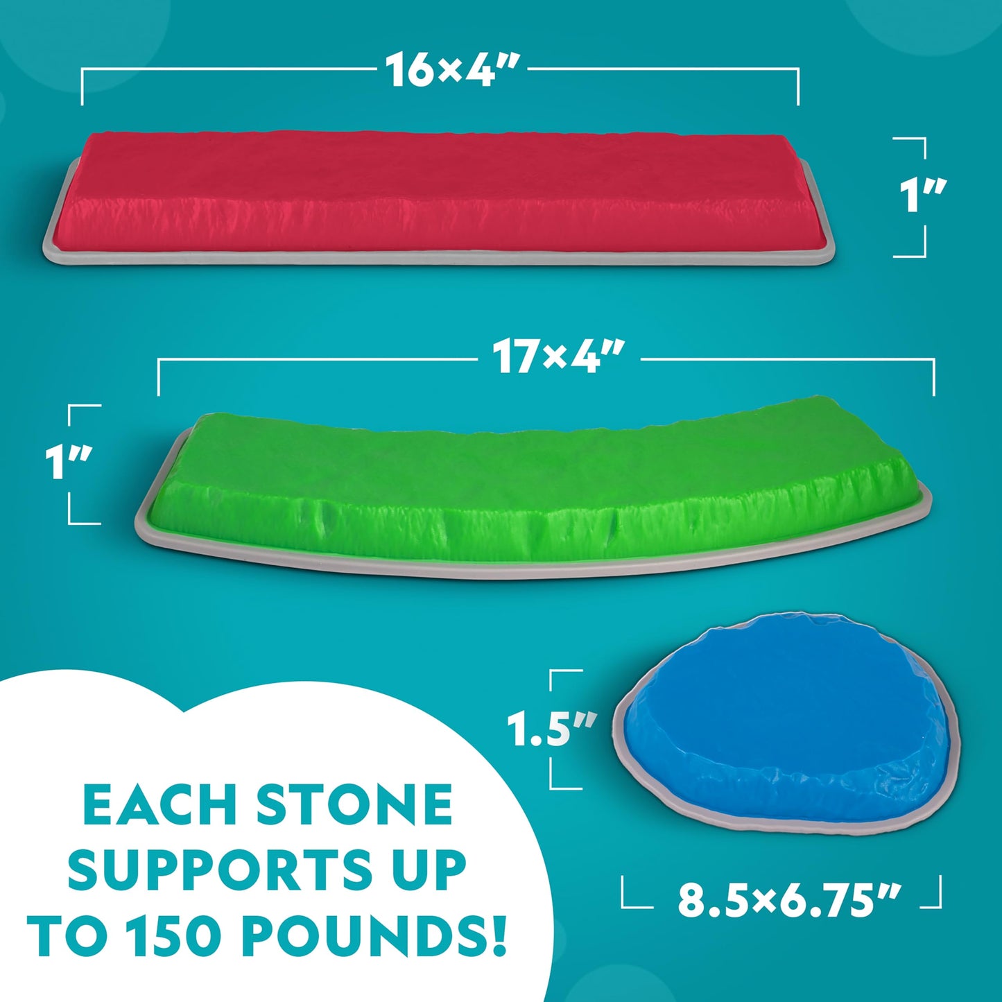 National Geographic Kids Stepping Stones & Balance Beams – 12 Piece Obstacle Course for Kids Ages 3+ with Foam Dice, Play & Learn Cards, Non-Slip Rubber Base, Toddler Indoor & Outdoor Active Play Set