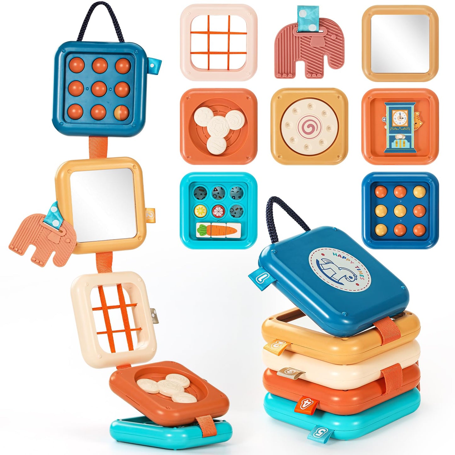 Dilovely Busy Board for 1 Year Old, Travel Toys for Toddlers 1-3, Montessori Busy Board - Car Airplane Essentials, Sensory Activity Cube Birthday Gifts for Baby Infant Boy Girl