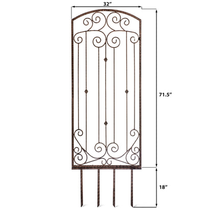 H Potter Large Metal Garden Trellis 32" W x 6 feet Tall — Heavy Duty Iron for Climbing Roses, Clematis, Ivy — Freestanding, Weather Resistant, Ground Spikes Included