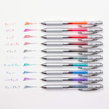 Pentel Gel Ink Ballpoint Pen, EnerGel, Infree, 0.5mm, Clear Body, BLN75TL-10, 10 Colors