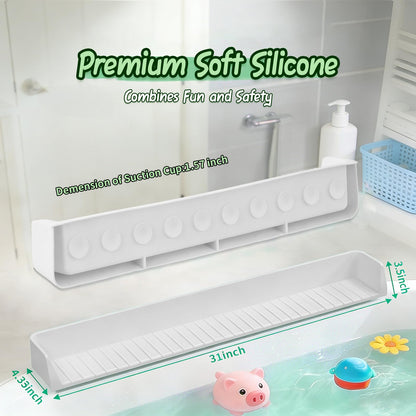 Splash Guard for Bathtub Kids - Silicone Bathtub Splash Guard with 11 Suction Cups, Bath Tub Play Shelf for Kids & Toy Holder, Prevent Water Spill in Bathroom, Fun Bath Time for Toddlers Baby(grey)