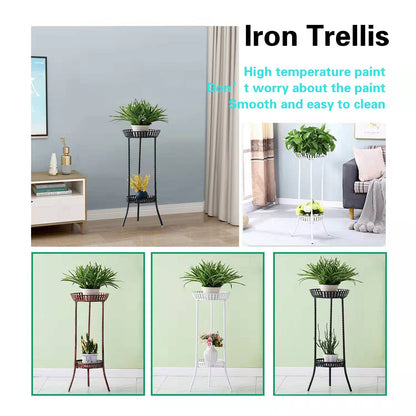 YANMENG Metal Iron High Plant Stand Indoor Outdoor, Sturdy Planter Stand, Corner Display Shelf, Weight Capacity 50 lbs(32in, Black)