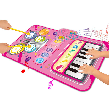 Toys for 1 Year Old Girl Gift,2 in 1 Piano Mat Montessori Toys for 1 2 Year Old Girl,Educational Musical Toy First Birthday Gifts for 1 2 3 Year Olds Girls,Christmas Stocking Stuffers for Toddler