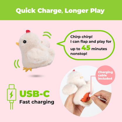 Catify Best Pet Supplies Flapping Duckling, Chick & Bird Cat Toy - Motion-Activated Wings, Realistic Chirps, Catnip-Infused Plush, USB-Rechargeable, Indoor Cats & Kittens, Self-Play Enrichment - Beige