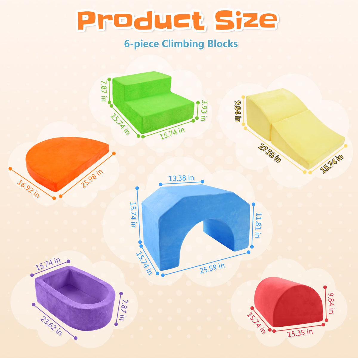 DOGERN 6-Piece Soft Foam Climbing Blocks for Toddlers & Babies – Indoor Baby Climbing Toys Set, Toddler Foam Play Gym with Non-Slip Base, Sensory Play Climber, Indoor Climb and Crawl Activity Play Set