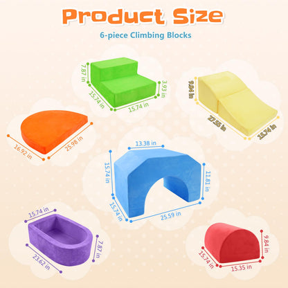 DOGERN 6-Piece Soft Foam Climbing Blocks for Toddlers & Babies – Indoor Baby Climbing Toys Set, Toddler Foam Play Gym with Non-Slip Base, Sensory Play Climber, Indoor Climb and Crawl Activity Play Set