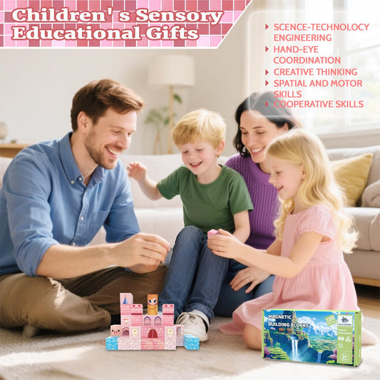 SSAWER Magnetic Blocks, 100PCS Magnetic Tiles Building Blocks, Magnet Cubes STEM Sensory Game Toys Christmas Birthday Gifts for Kids Girls Age 3+ (Princess Castle)