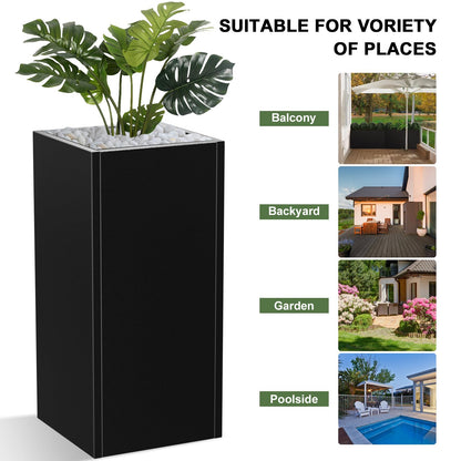 Baotree Metal Planter Box, Planter Boxes Outdoor Heavy Duty Metal Garden Planter Spliced Flower Pot with Partitions, All-Weather Use with Drainage Holes for Patio/Porch-30 x 14" x 14"