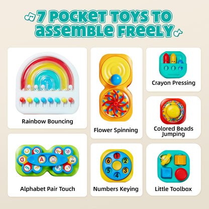 auby Busy Board 3.0 Detachable & Assemblable Educational Sensory Toy for Toddlers 1-6 – Portable Learning Activity Board with 7 Travel-Friendly Tools, Fine Motor Skills Development