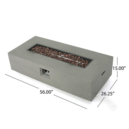 GDFStudio Christopher Knight Home Aidan Outdoor Rectangular Fire Table with Tank Holder, Light Gray