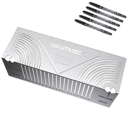 HAUTMEC Flex Angle & Arc Marking Tool, Multi-functional Square Tube Scriber for Square Tube, Right Angle Ruler with 5 PCS Marking Pen (Small Size 20-65) - HT0457