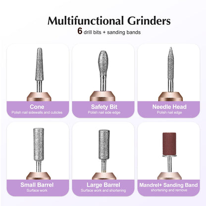 COSLUS C40 Electric Nail Drill File Professional: for Acrylic Gel Dip Powder Nails Portable Nail Machine Kit Manicure Pedicure Tools Polishing Set with Nail Drill Bits Sanding Bands