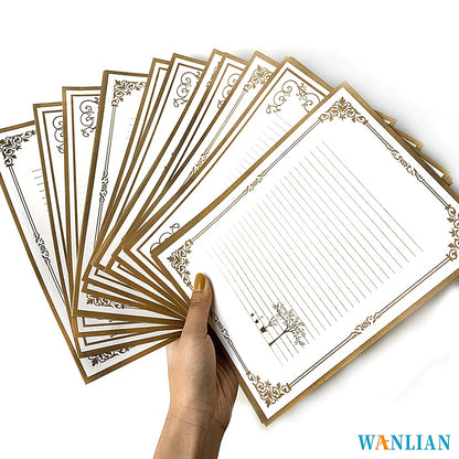 72 Pcs Retro Writing Stationery and Envelope Set, 48 Pieces of Stationery + 24 Envelopes, Suitable for Making Invitations