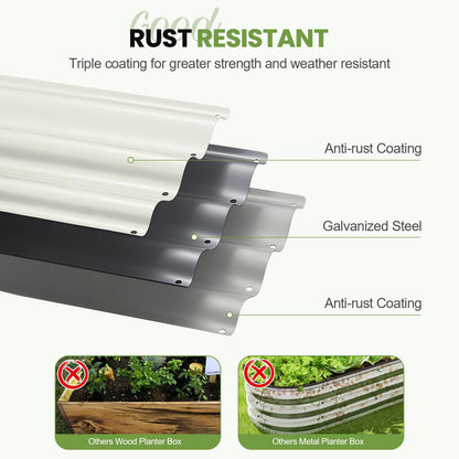 G GOOD GAIN 4-in-1 Adjustable Raised Garden Bed Kit | Galvanized Planter Boxes for Vegetables, Flowers | 12" Tall, Multiple Sizes (5x3x1ft, 4x4x1ft, 6x2x1ft, 7x1x1ft) | Outdoor Metal Raised Bed, White
