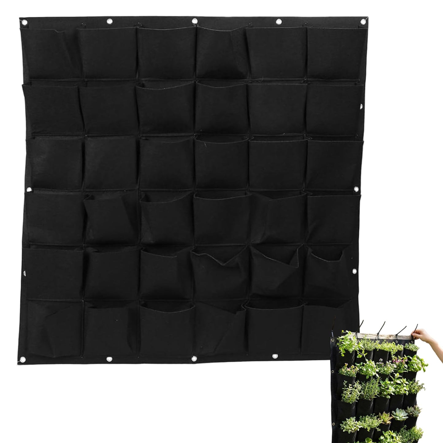 BeVistoso Vertical Planter, Vertical Garden Planter with 36 Pockets, Living Wall for Indoor Outdoor Use, Thick Non-Woven Fabric Planting Bag (Black, 39.4"x39.4")