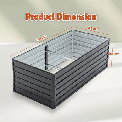 GFDGFD 6x3x2 FT Metal Raised Garden Bed, Large Galvanized Steel Planter Box with Reinforcing Rods, Rustproof Outdoor Raised Beds for Vegetables, Herbs, Flowers, and Succulents, Easy Assembly