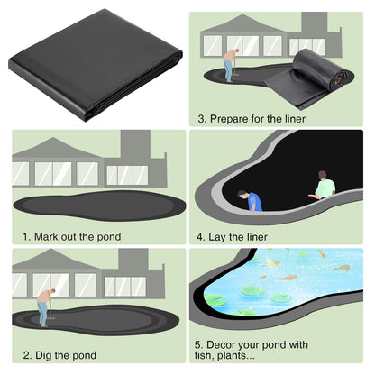 hygger Pond Liner - 7 by 10ft Fish Pond Liners for Outdoor Ponds, 14.5 Mil PVC Soft Pond Liner for Fish Ponds, Water Features, Garden Water Fountains, Waterfalls