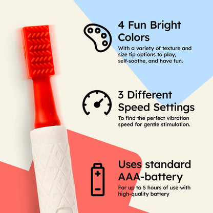 Gafly Therapens Oral Motor Therapy Tools Stimulate Speech and Feeding - Chewy Vibe Speech Therapy Toys Help Kids with Sensory Needs Chew & Relax - Oral Stimulator Kit Includes 4 Tips, Storage Pouch