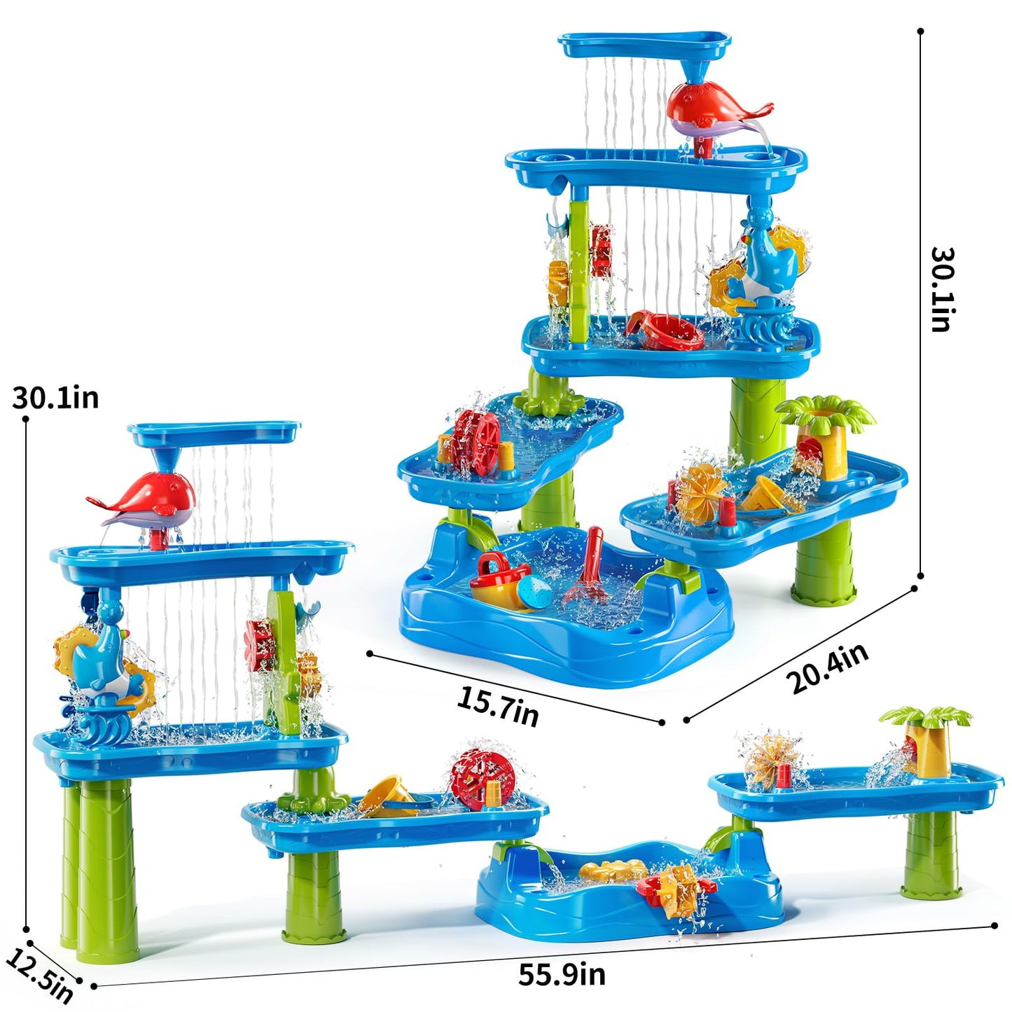 KIZONLY Water Table for Toddlers 1-3 3-5, 5-Tier Water Table for Kids with Sand Beach Toys, Water and Sand Sensory Table Beach Outdoor Birthday Gifts Toys for Kids Toddlers Age 3 4 5 6 7 8 Boys Girls