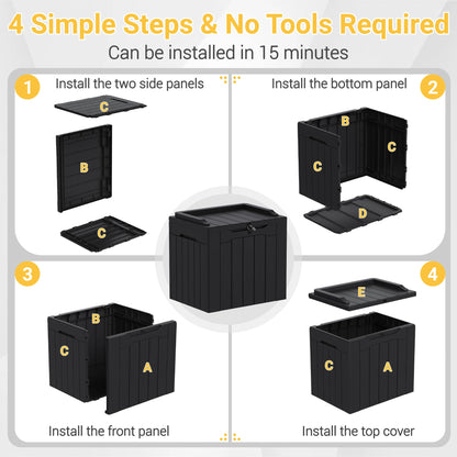 Greesum Outdoor Storage Box 31 Gallon Storage Box with Lid for Patio Furniture, Garden Tools, Pool Supplies, Waterproof and UV Resistant, Lockable, Dark Black