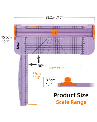 Firbon Purple A4 Paper Cutter, 12 Inch Titanium Straight Paper Trimmer with Side Ruler for Scrapbooking Craft, Paper, Coupon, Label, Cardstock